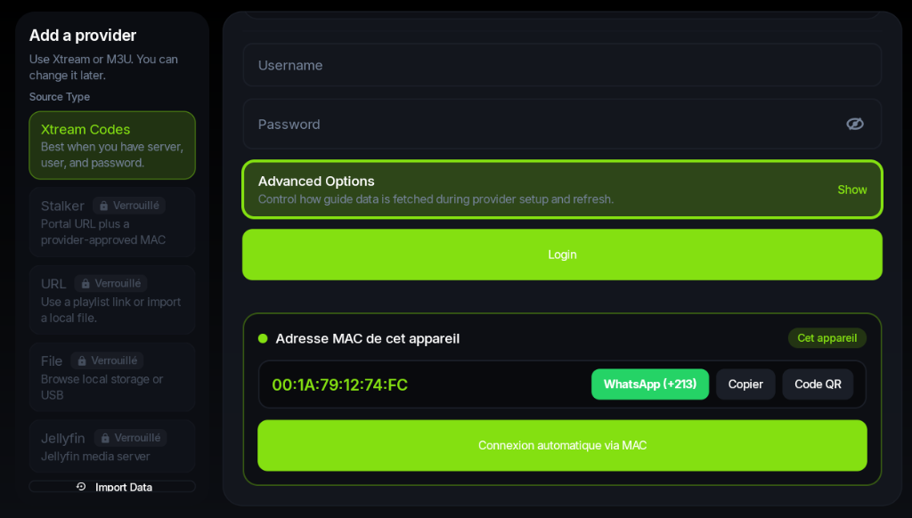 StreamuTV Add Provider & MAC Interface