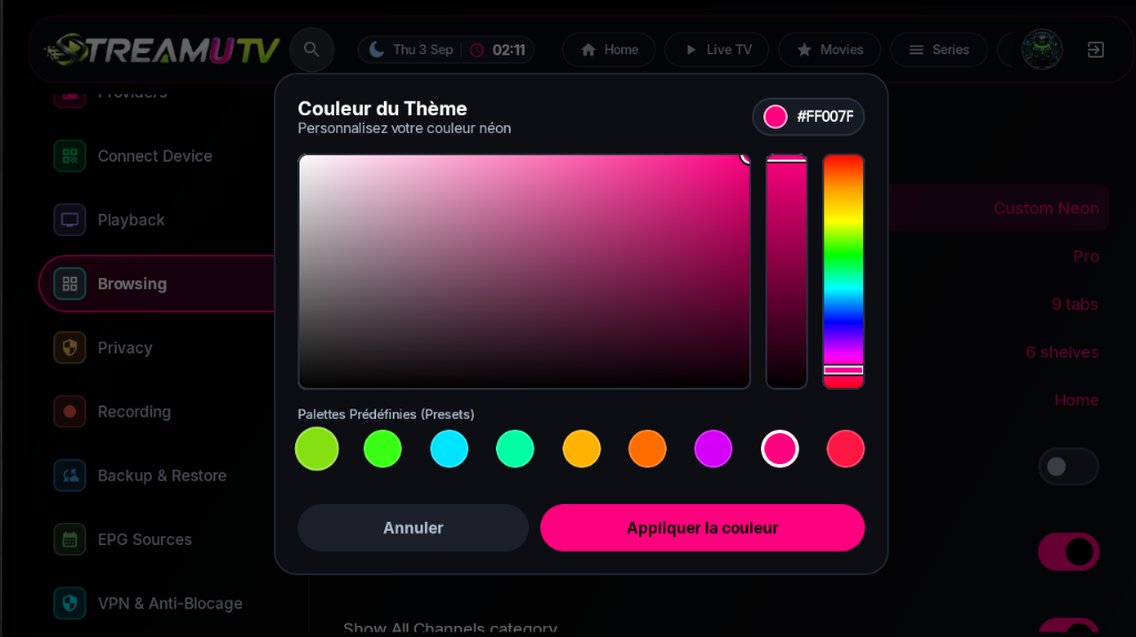 StreamuTV Color Picker UI Interface